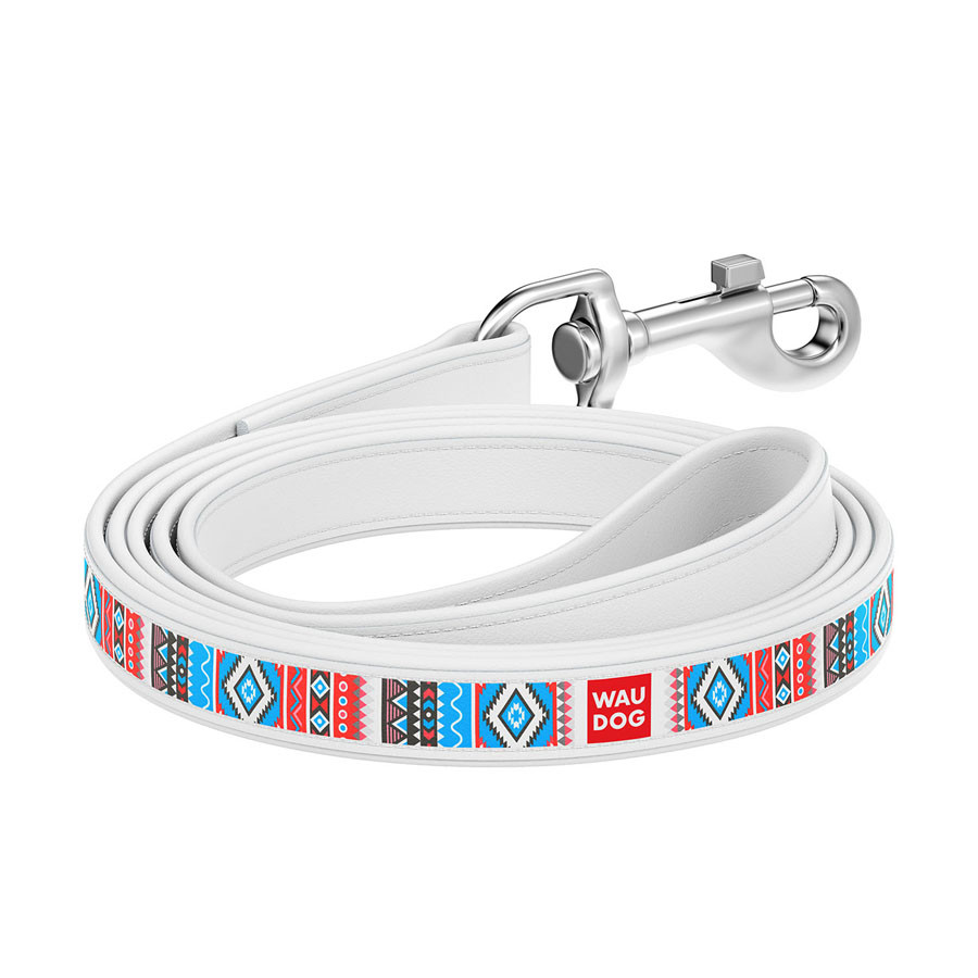 Повідець WAUDOG Design з малюнком "Етно" (ширина 12мм, довжина 122см) білий Коломыя - изображение 1