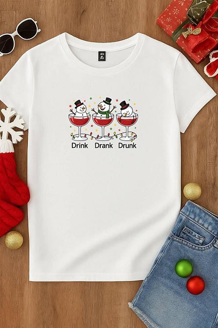 Новорічна футболка унісекс з принтом турецький кулір бавовна Білий 2, 42/44 Одеса - фото 1