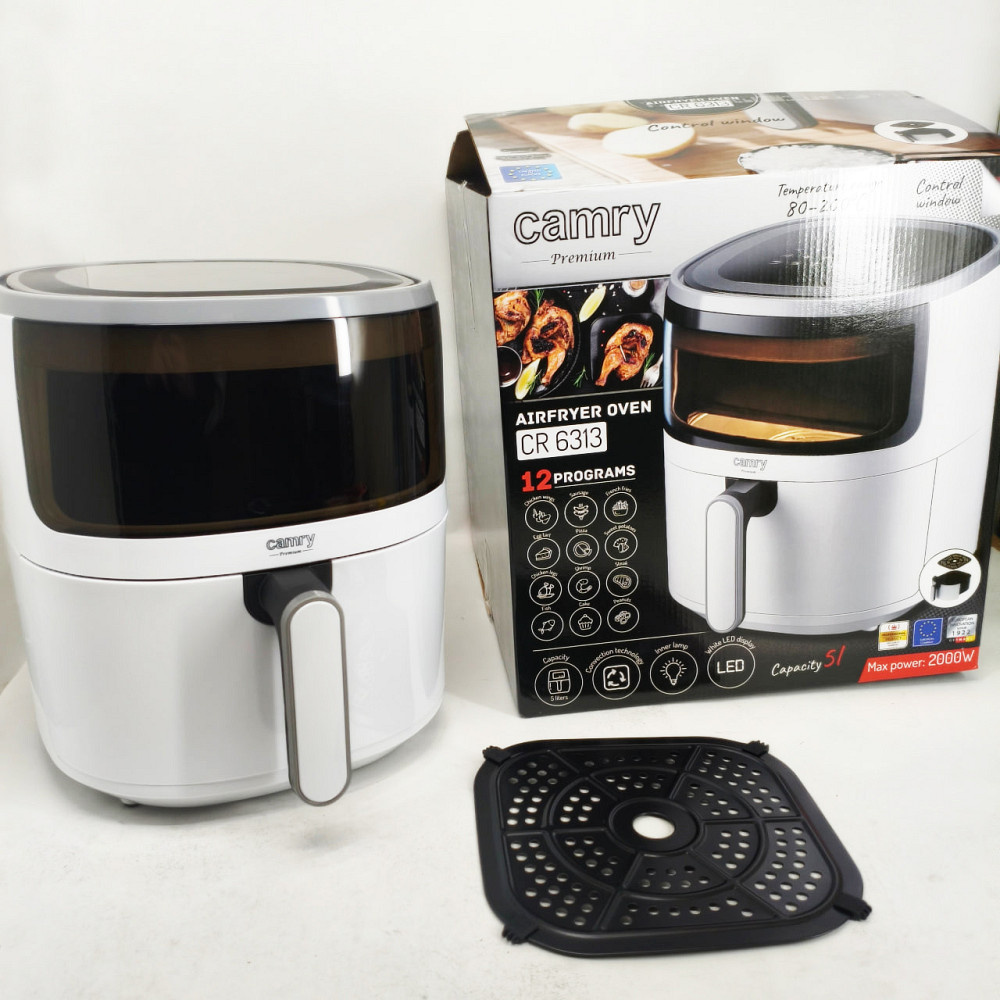 Аерофритюрниця для смаження без додавання олії Camry CR 6313 1500W 5Л, Фритюрниця гаряче повітря WE-39 Львів - фото 13