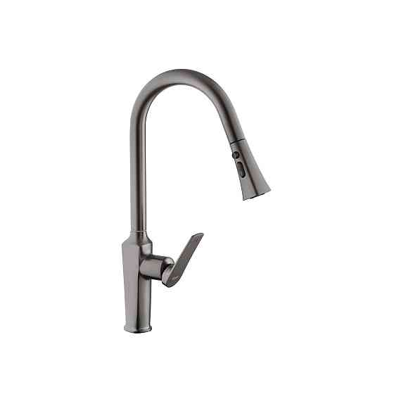 Смеситель для кухни с выдвижным изливом Kroner KRP Makon - GRP030-T графит Киев