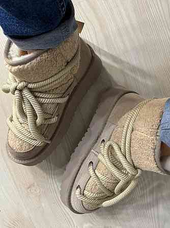 Угги женские Hengji 52-3 замшевые сноубутсы с мехом тедди на высокой подошве бежевые, 41, 26 см Киев