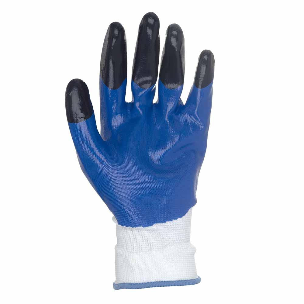 Рукавиці трикотажні з частковим нітриловим покриттям посилені пальці р9 (синьо-чорні, манжет) SIGMA (9443631) Київ - фото 3