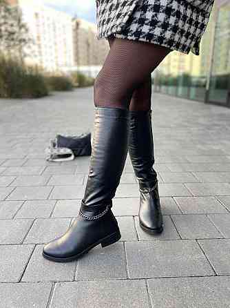 Nivelle Шкіряні чоботи жіночі зимові на низькому ходу чорні на хутрі 5394/2510 р. 36-40 Коломия