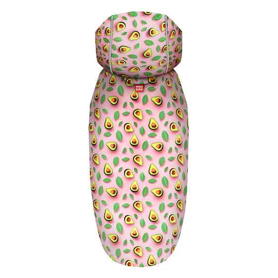 Дощовик-накидка з капюшоном для собак WAUDOG Clothes, малюнок "Авокадо на рожевому", M, А 40-43 Коломыя