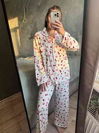 Женский домашний костюм двойка: рубашка и брюки с принтом коттон 44/46 Одесса