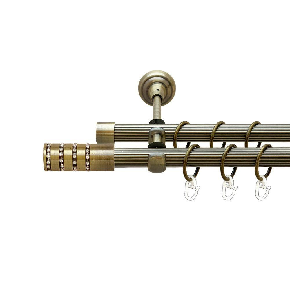 Карниз Orvit Барамелла металевий дворядний відкритий рифлена труба кільце металеве Антик 19\19 мм 240 см (00-00022063) Львів - фото 1