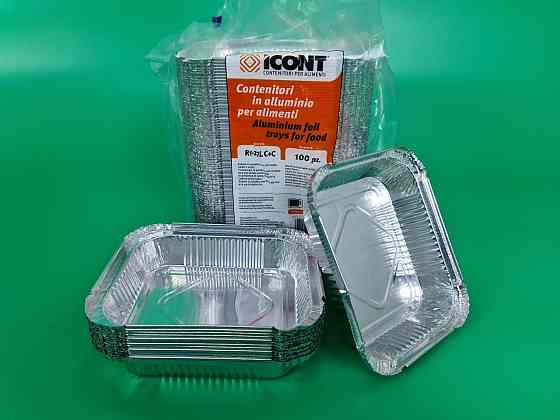 Контейнер із харчової алюмінієвої фольги прямокутний 310 мл R1-27L 100 шт. в пакованні (1 пачка) Харків