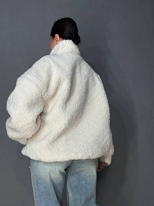 Шуба женская Lady Yep 10017 тедди бомбер оверсайз на молнии, молочний, one size Киев - изображение 17