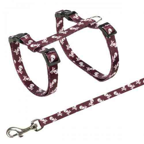 Шлейка з повідцем Trixie Skull для котів, нейлон, 27-45 см/10 мм (кольори в асортименті) Вінниця