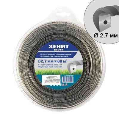 Жилка косильная Зеніт "ПРОФІ" "Двойная с кордом" 2,7 мм x 88 м (40727088) Винница