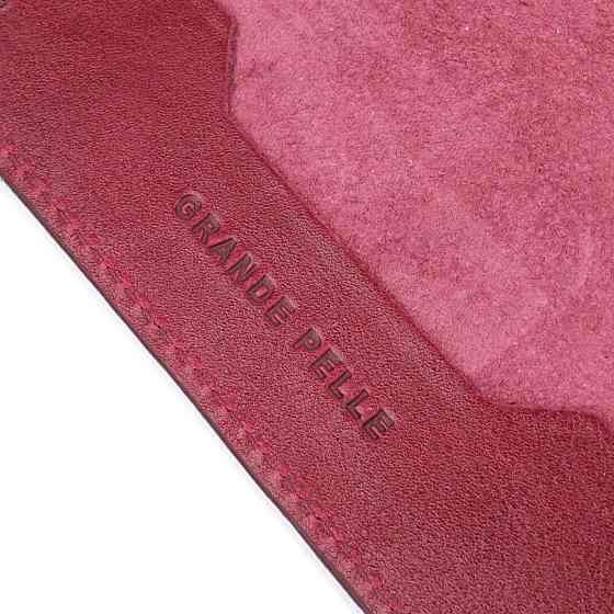 Превосходная кожаная обложка на паспорт Карта GRANDE PELLE 16776 Бордовая Киев