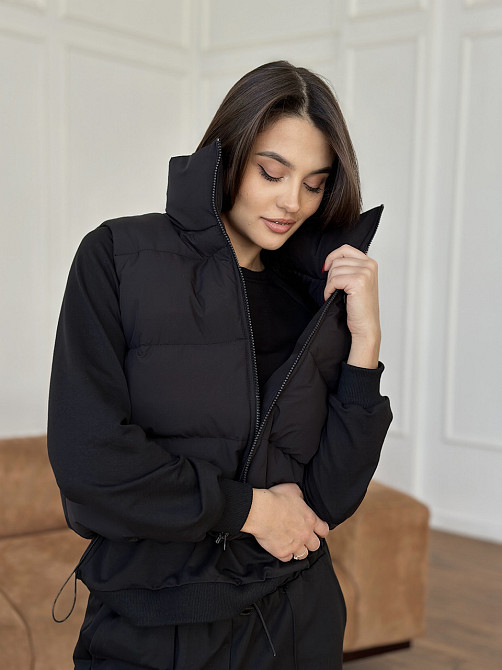 Жилетка черная женская укороченная Черный 42/44 Харьков - изображение 5