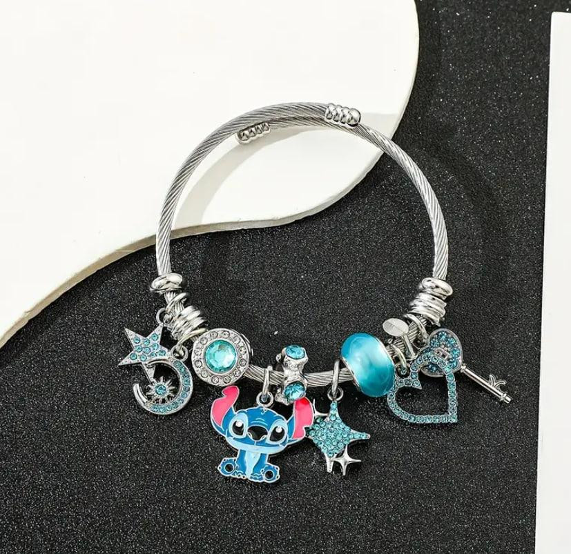 Браслет Стич с шармами и кристаллами |Браслет из цинкового сплава, голубой Киев - изображение 2