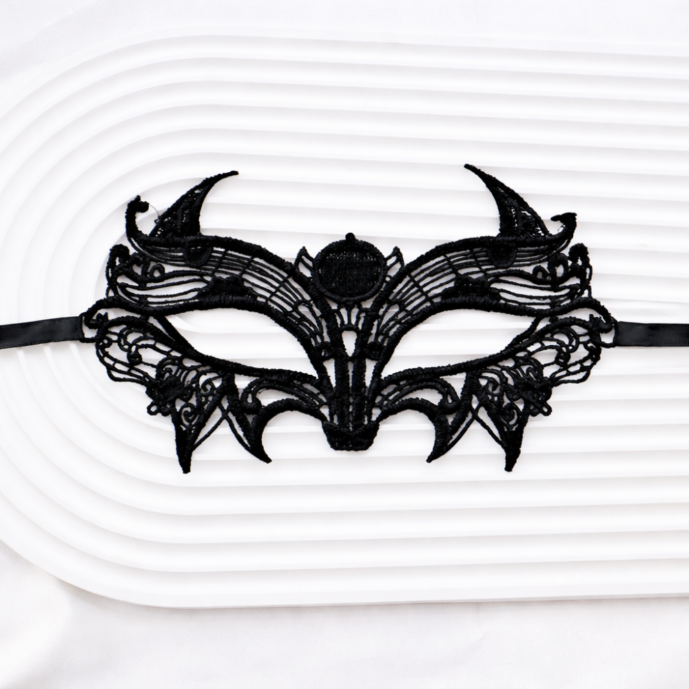 Карнавальная маска с кружева унисекс one size черный Киев - изображение 1