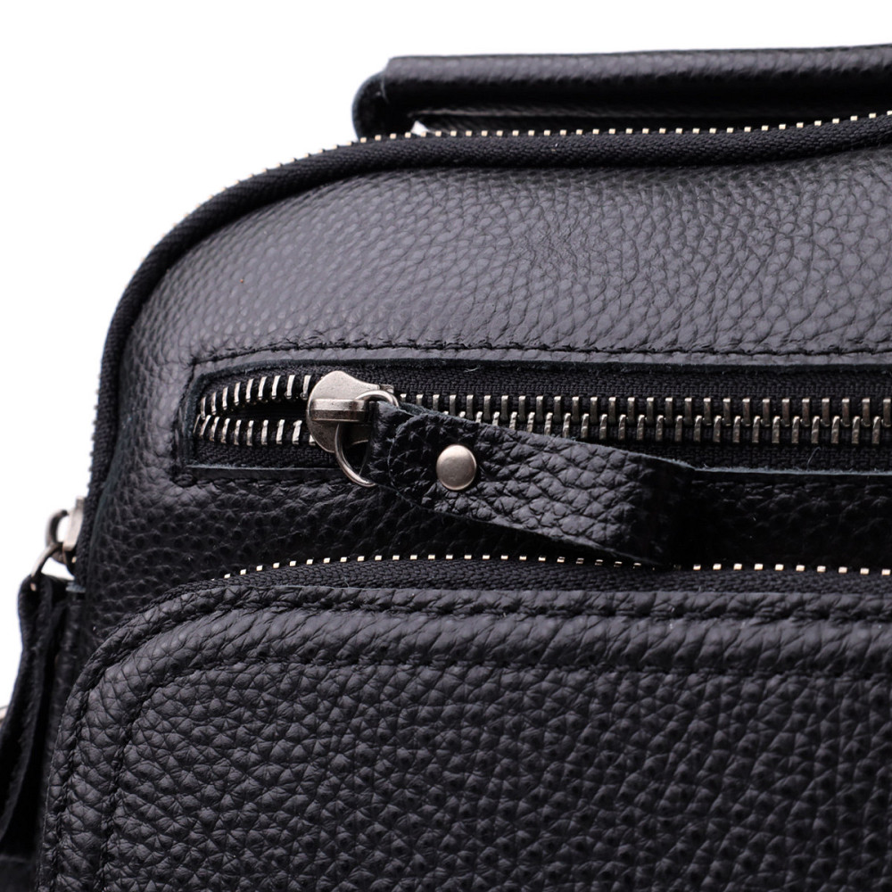 Ділова чоловіча сумка з ручкою для перенесення в руці з натуральної шкіри Vintage 23034 Чорний Київ - фото 7