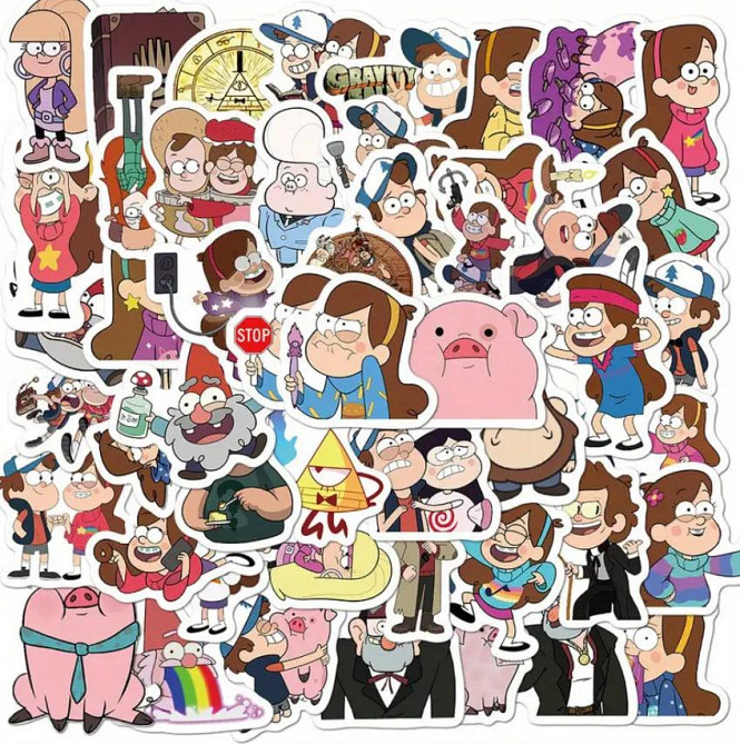 Набір наліпок Ґравіті Фолз (Gravity Falls, Гравіті Фолз) — 50 шт водонепроникних вінілових стікерів Київ - фото 1