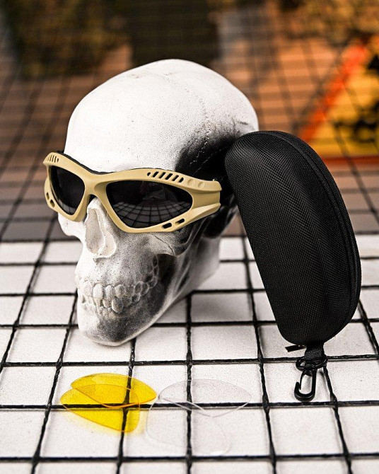 Тактические защитные очки с сменными линзами, вентилируемые  кайот  ПП7830 Одесса - изображение 1