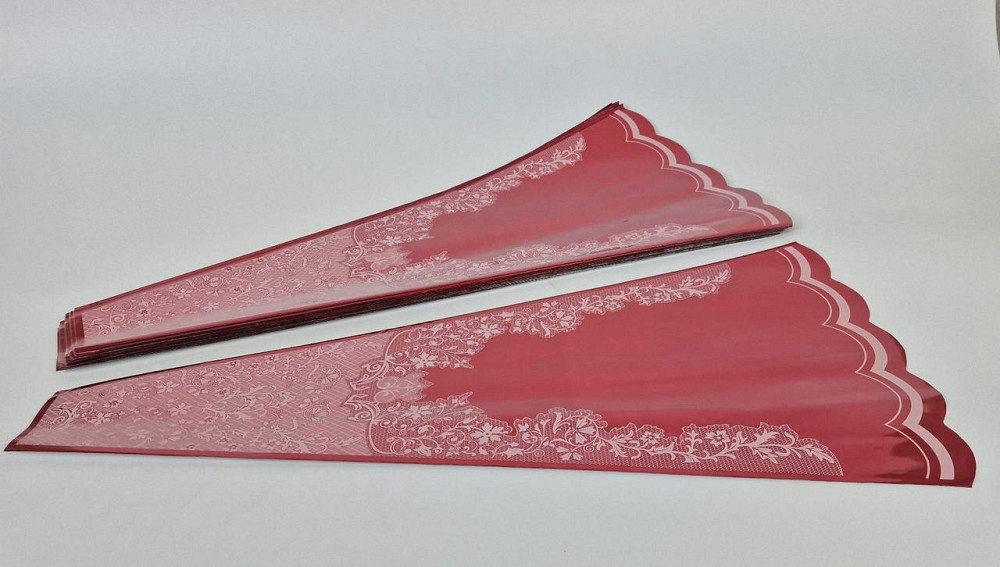 Конусная упаковка под цветы h60/ 7низ/31верх металл красный (100 шт)  узор130 (6) (100 шт) Харьков - изображение 1