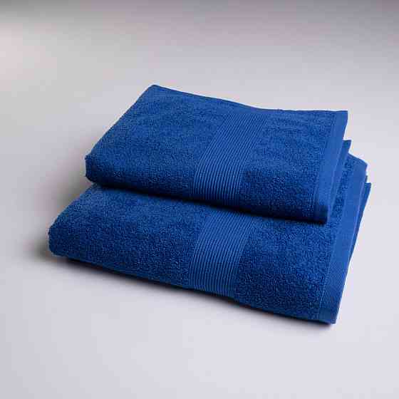 Комплект махровых полотенец с бордюром 2шт GM Textile 50х90см, 70х140см 400г/м2 (Синий) Сумы