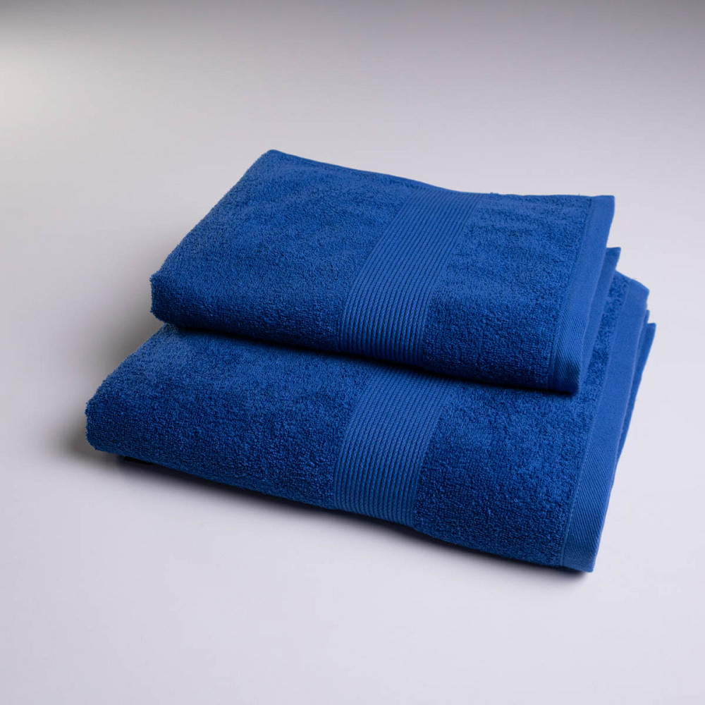 Комплект махровых полотенец с бордюром 2шт GM Textile 50х90см, 70х140см 400г/м2 (Синий) Сумы - изображение 1