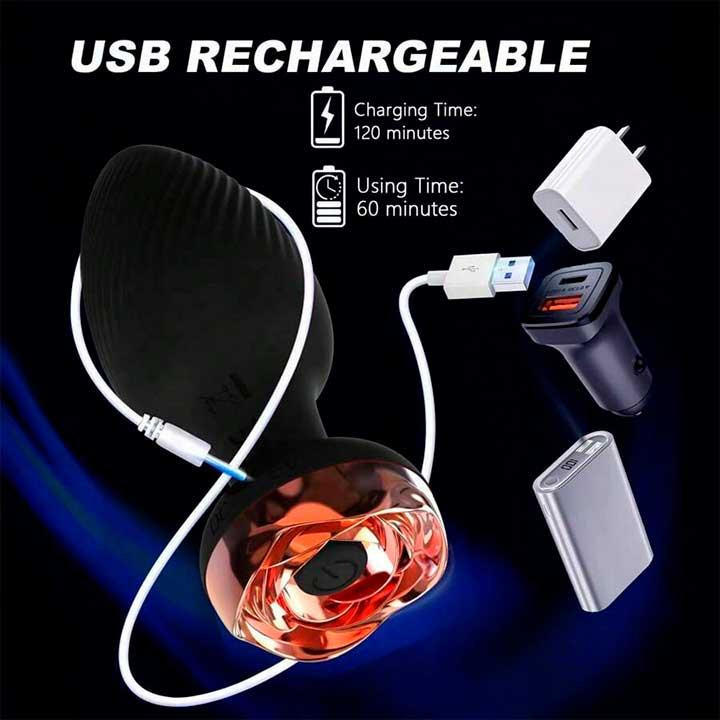 Силіконовий анальний корок із вібрацією Rose з Д/К 3,5*9 см. Чорний — Анальні іграшки Вінниця - фото 6