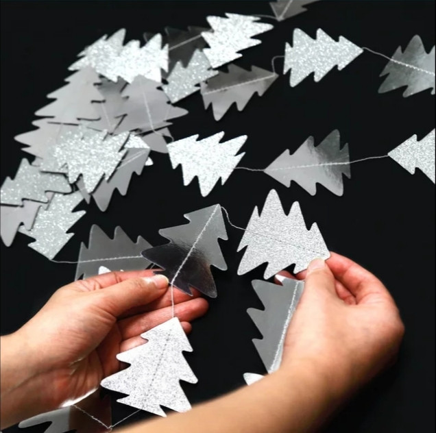 Гирлянда новогодняя Елочки 4 м на 7 см серебристый Киев - изображение 1