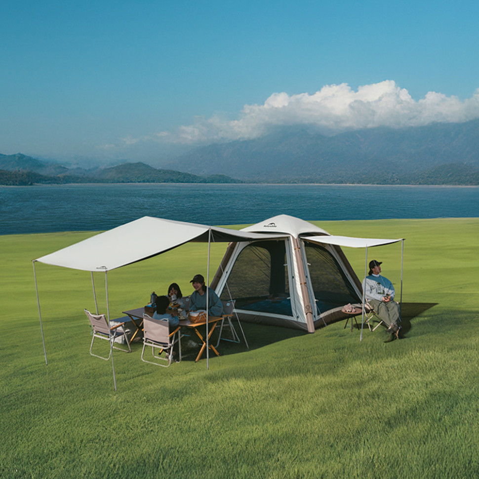 Палатка четырехместная автоматическая надувная с тентом Naturehike Ango CNK2550WS017, коричневая Ровно - изображение 2