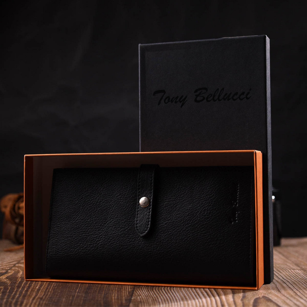 Жіночий тонкий гаманець з натуральної шкіри Tony Bellucci 22036 Чорний Київ - фото 8