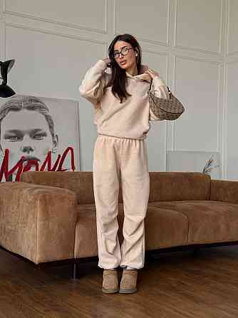 Флисовый женский костюм с капюшоном Бежевый 48/52 Харьков