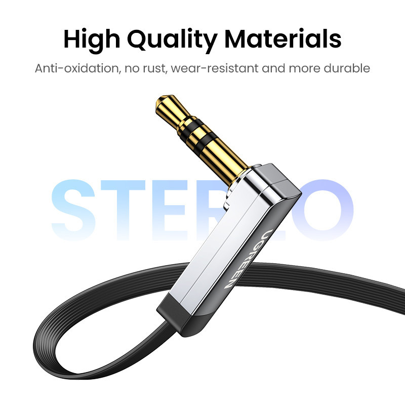 Аудіокабель UGREEN 3.5mm, 3м, чорний, прямий та кутовий Київ - фото 2