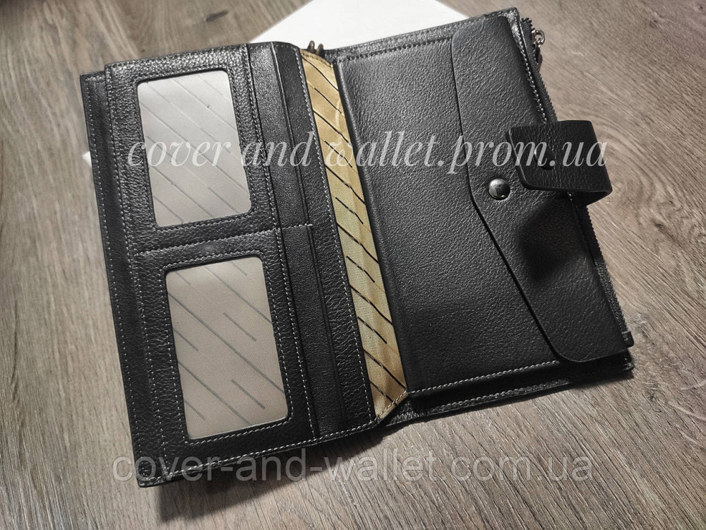 Стильный кожаный кошелек клатч черного цвета для мужчин и женщин Marco Coverna (1426 black) Киев - изображение 3
