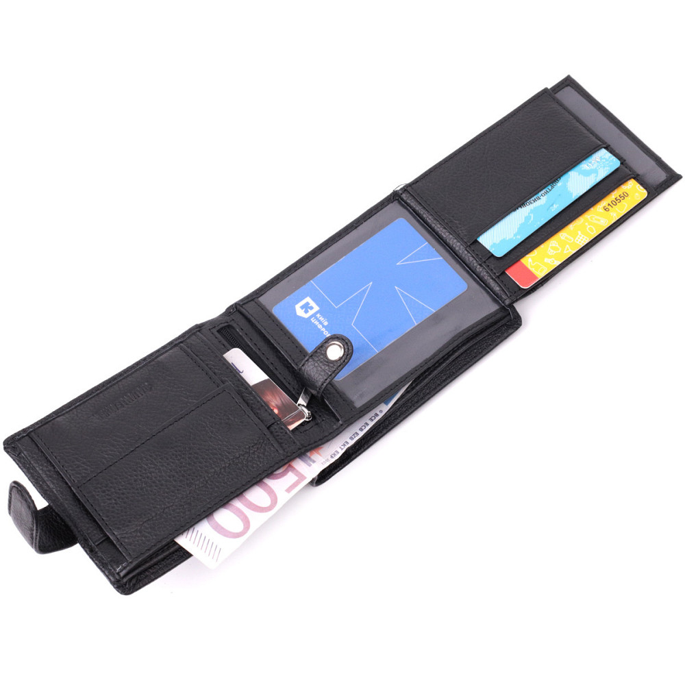 Интересный бумажник с блоком под документы из натуральной кожи Черный (ST Leather) Киев - изображение 2