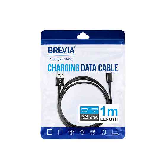 Кабель Brevia USB to Lightning 2,4А 1м, чорний ZIP (55100BULZ1) Львів
