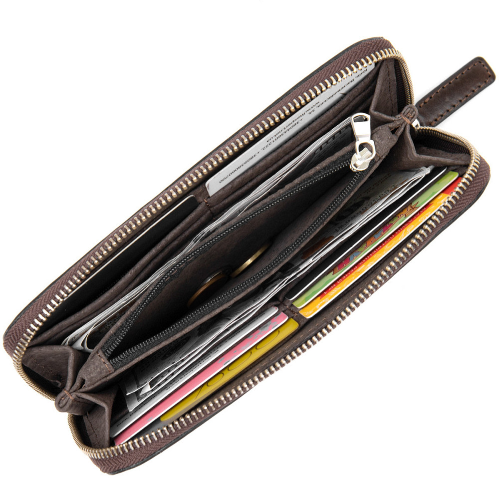 Шкіряне жіноче глянцеве портмоне GRANDE PELLE 11466 Коричневий Київ - фото 6