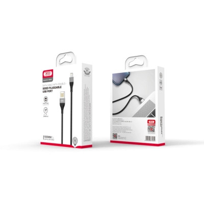 Дата кабель USB 2.0 AM to Lightning 1.0m 2.4A double-sided NB188 gray XO (6920680879694) Вінниця - фото 2