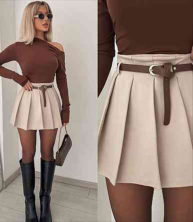 Жіноча стильна спідниця-шорти костюмка Бежевий, 44 Одеса