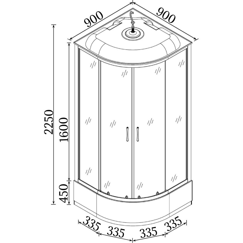 Душовий бокс півкруглий MAMRY H90MMS BRAVO (3уп.) Київ - фото 2