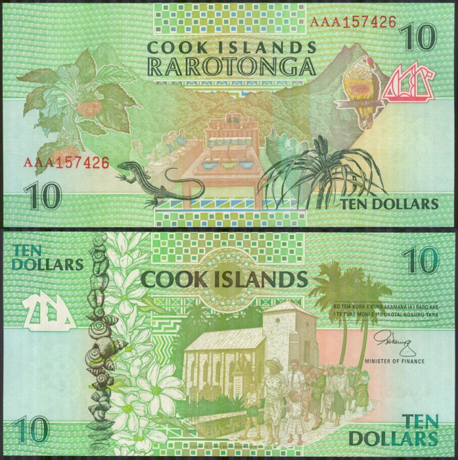 О-ви Кука / Cook Isl. 10 Dollars (1992) Pick 8 UNC Полтава - фото 1