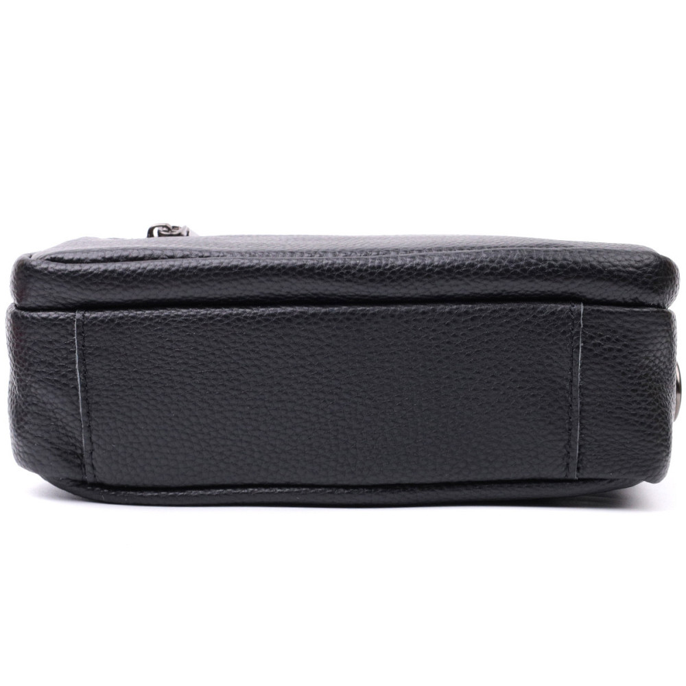 Сумка жіноча в класичному кольорі з накладною кишенею з натуральної шкіри Vintage 22640 Чорна Київ - фото 7