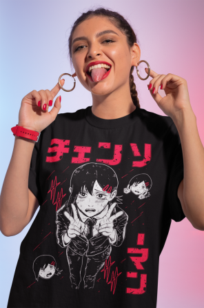 Футболка аниме Человек-бензопила оверсайз (S/M/L) Черний AnimeJ0741 Днепр