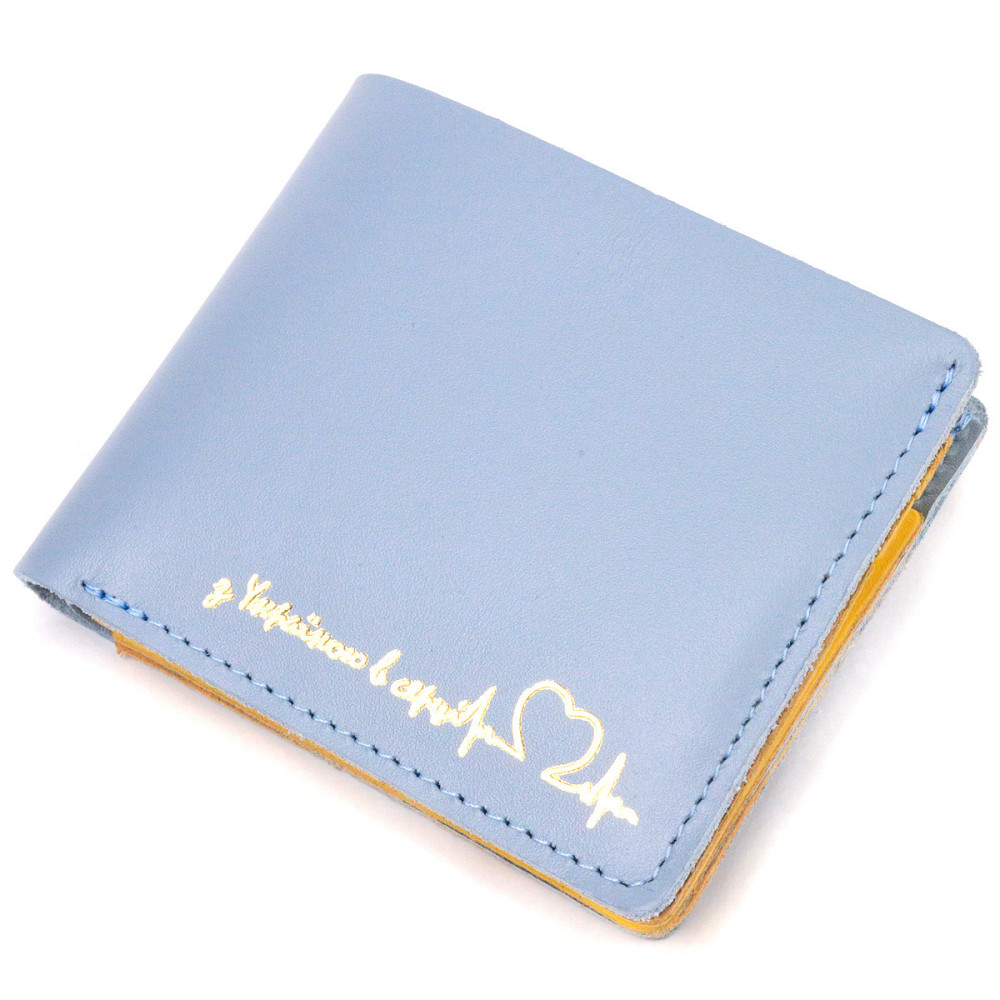 Оригинальное кожаное портмоне в два сложения комби двух цветов Сердце (GRANDE PELLE) Киев - изображение 5