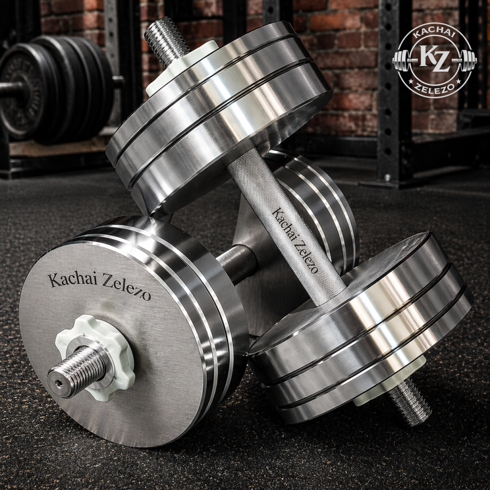 Гантели наборные 2 по 20 кг металлические без покрытия Kachai Zelezo Iron Pro Киев - изображение 1