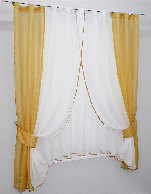 Кухонный комплект VR-Textil № 038к шторки и тюль золотистый и белым 270х170 см (52-0242) Киев - изображение 2