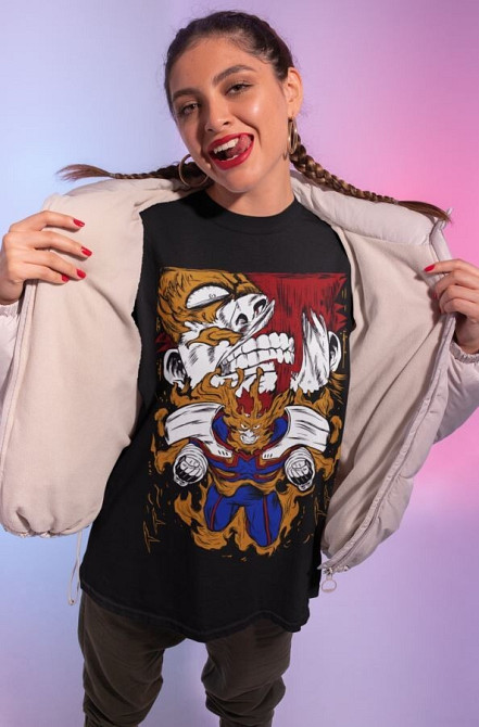 Футболка чоловіча з аніме принтом Аніме Аніме Аніме Аніме оверсайз (S/M/L) Чорний AnimeJ1174 Дніпро - фото 3