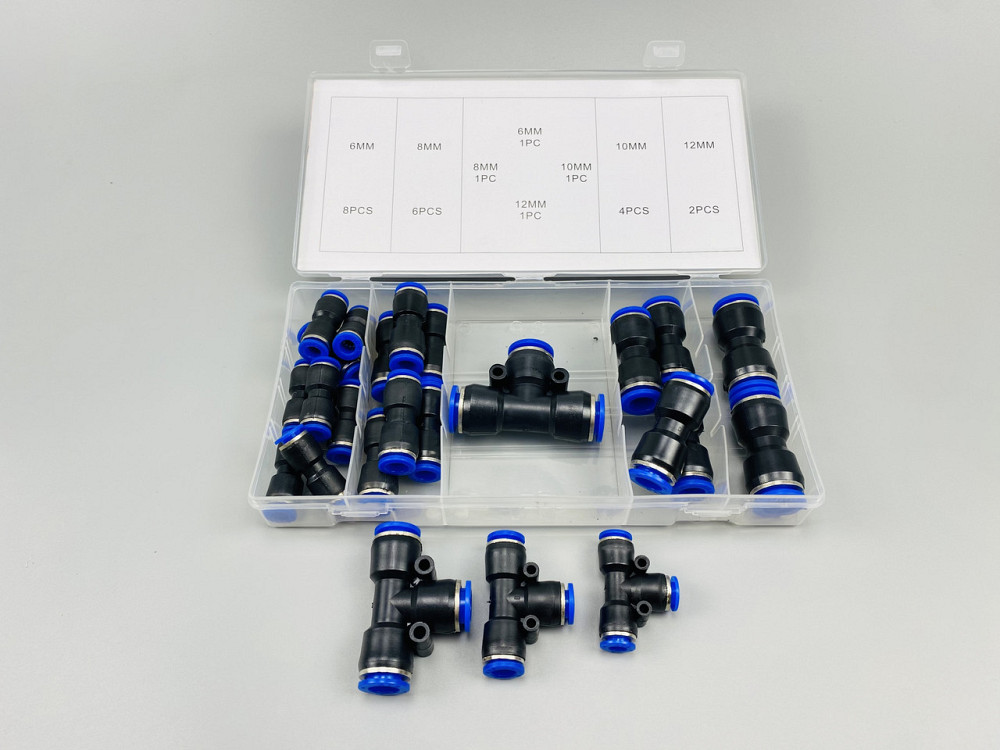 Фітинги типу Т-подібний 3-сторонній вихід пневматичний PE Tee трубний фітинг набір 24 шт (6, 8, 10, 12 мм) Мукачево - фото 10