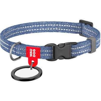 Ошейник для животных WAUDOG Re-cotton с QR паспортом для кошек и мелких пород собак XS синий (164012) Винница - изображение 1