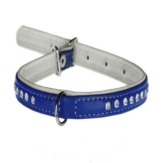 Нашийник 1605 15мм "Люкс" 2-х стор. прикраси стрази Синій Вінниця