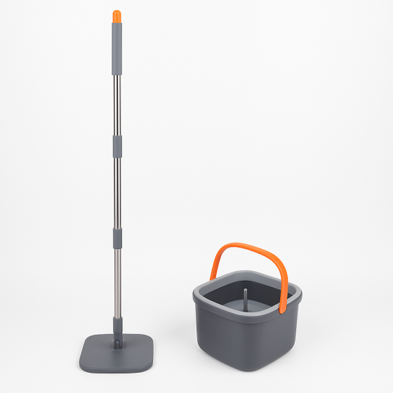 Швабра с отжимом и ведро 5,8 л + 2 насадки / Швабра с самоотжимом / Швабра лентяйка Киев