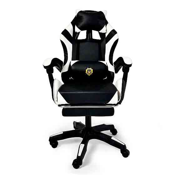 Геймерское кресло Primaveo с эргономичными подушками и выдвижной подставкой для ног, Черный/Белый Киев