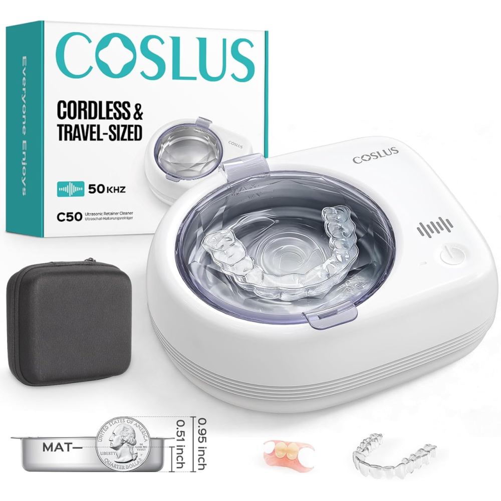 Беспроводной звуковой очиститель ретейнеров COSLUS C50: 50кГц, Аккумуляторный, Тихий 32дБ, 2 режима, для элайнеров и кап Киев - изображение 2
